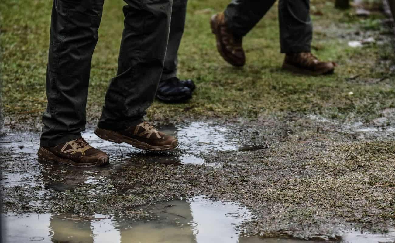 Brown tactical boots