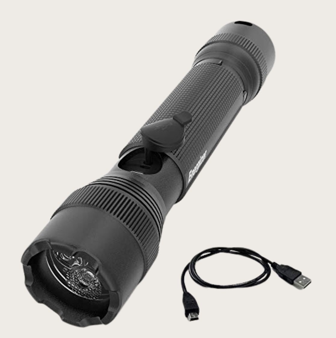 Black tactical flashlight