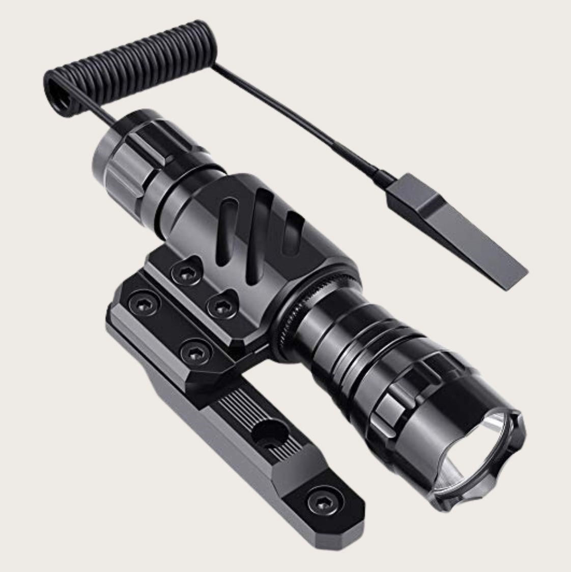 Black tactical flashlight