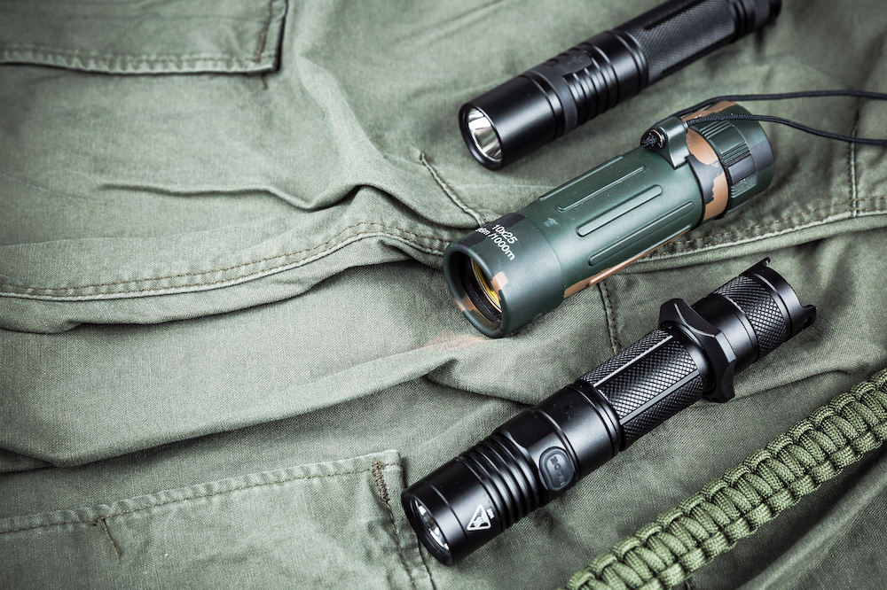 Three tactical flashlights