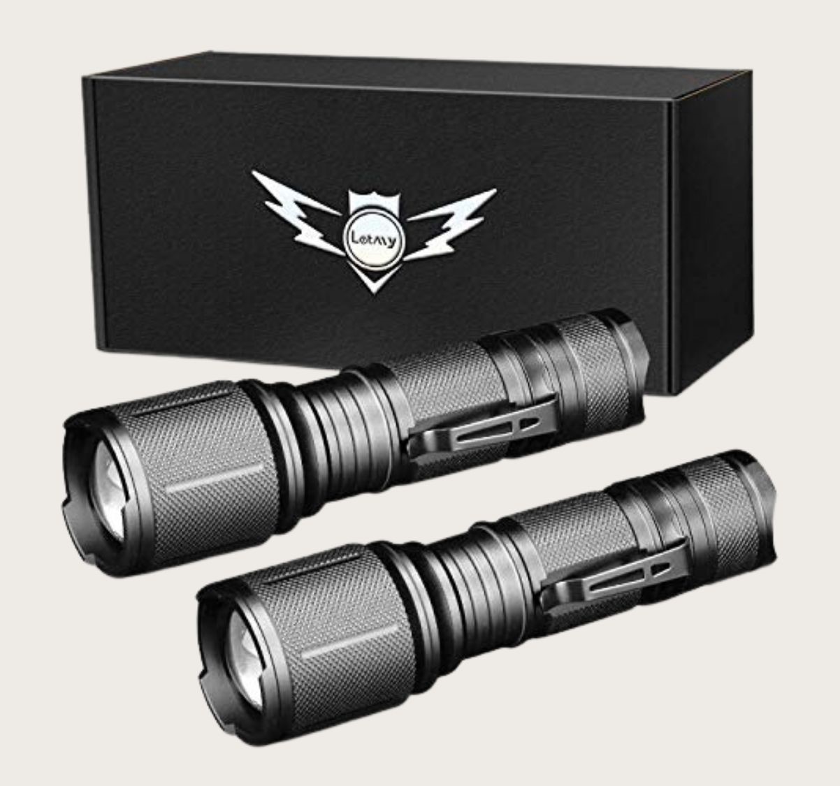Black tactical flashlights