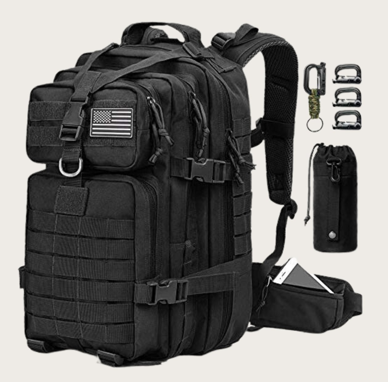 Black tactical backpack