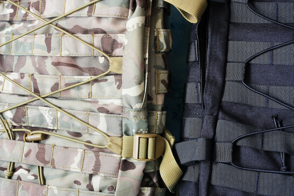 Close-up view of tactical backpack Close-up view of tactical backpack