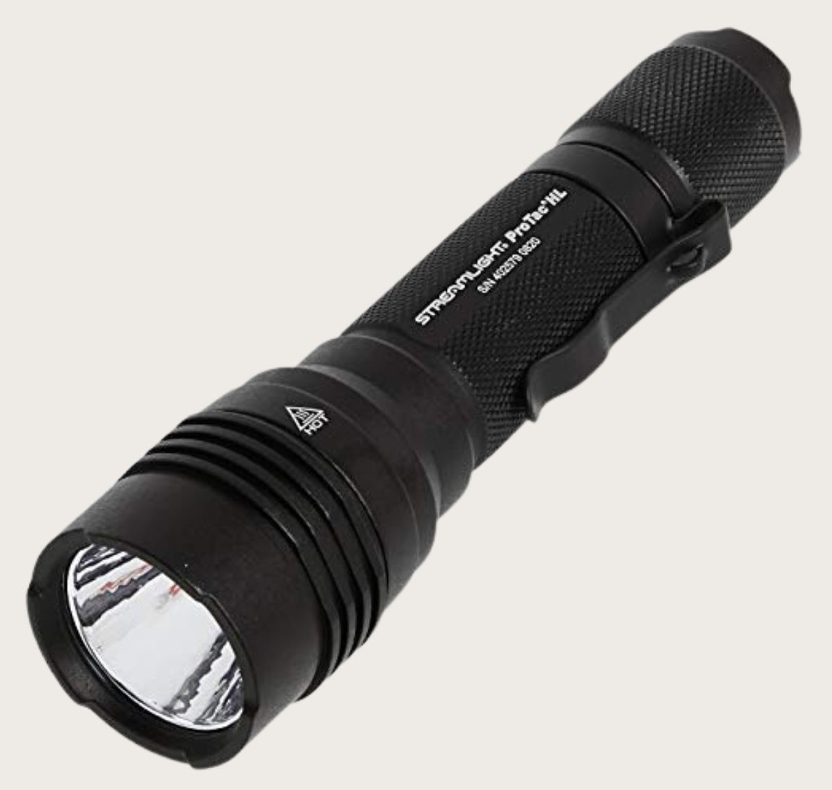 Black tactical flashlight