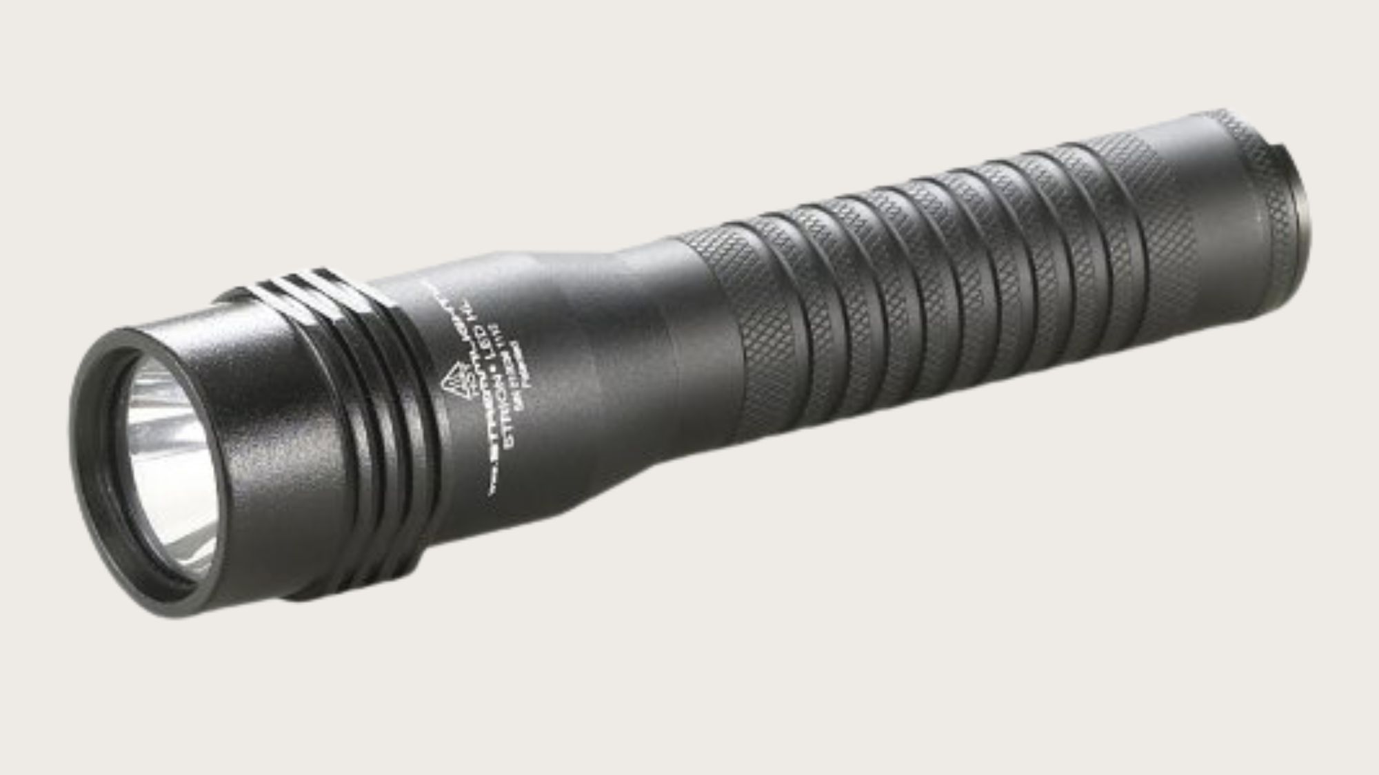 Black tactical flashlight