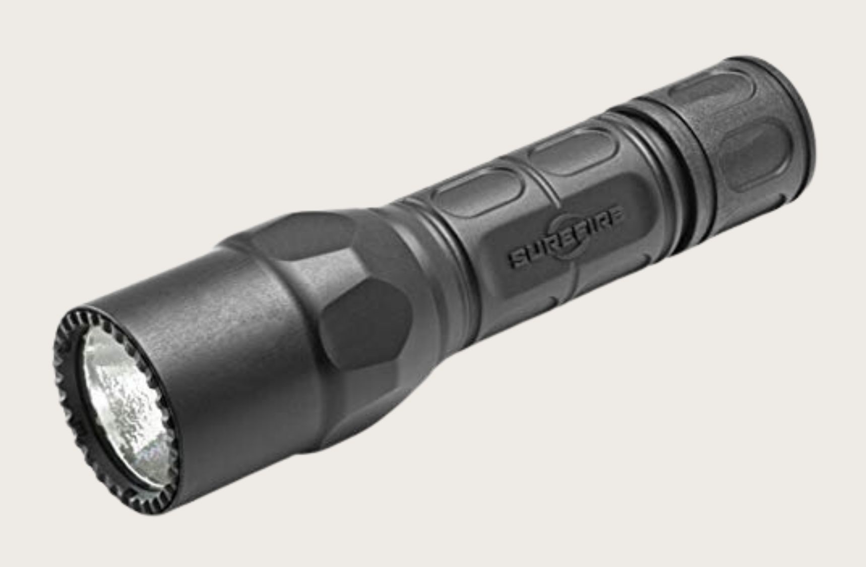Black tactical flashlight