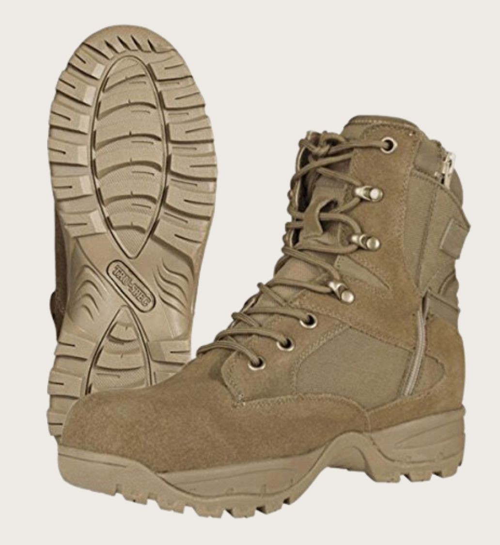Brown tactical boots